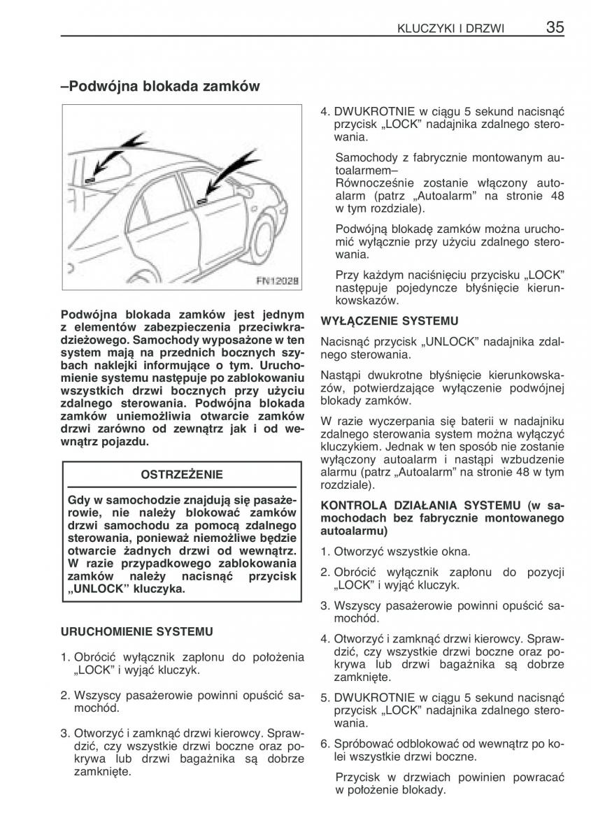 Toyota Avensis II 2 instrukcja obslugi / page 42