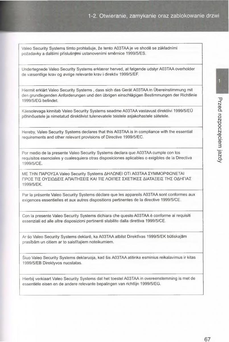 manual  Toyota Avensis III 3 instrukcja czesc1 / page 68