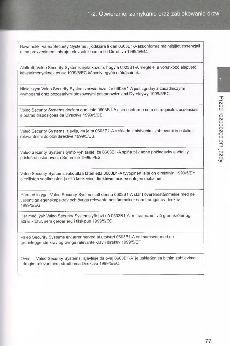 manual  Toyota Avensis III 3 instrukcja czesc1 / page 76