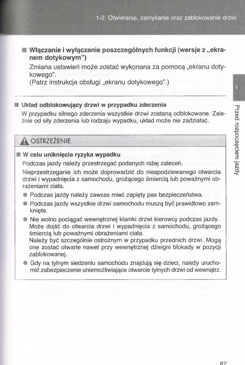 manual  Toyota Avensis III 3 instrukcja czesc1 / page 86