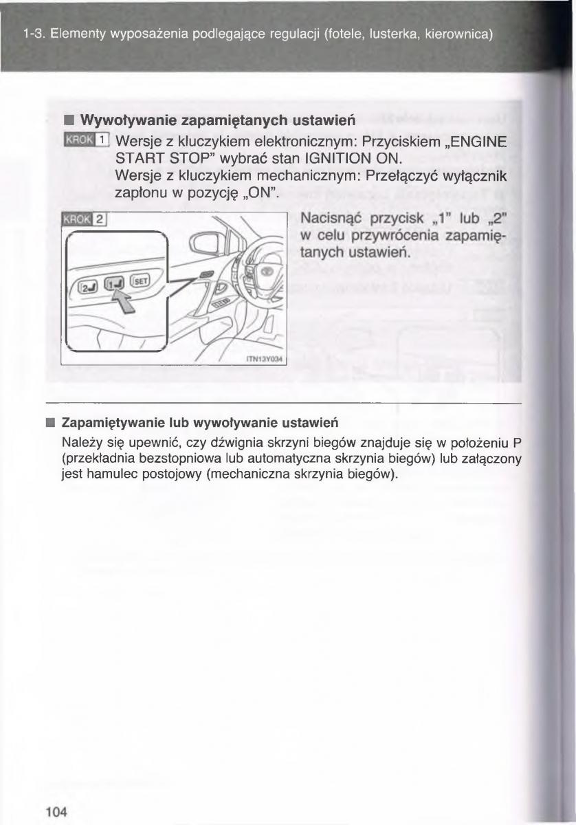 manual  Toyota Avensis III 3 instrukcja czesc1 / page 103