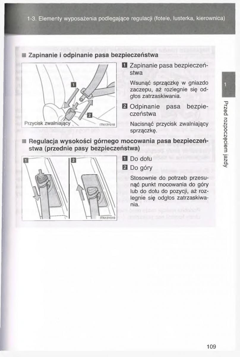 manual  Toyota Avensis III 3 instrukcja czesc1 / page 108