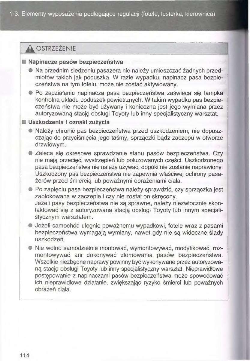 manual  Toyota Avensis III 3 instrukcja czesc1 / page 113