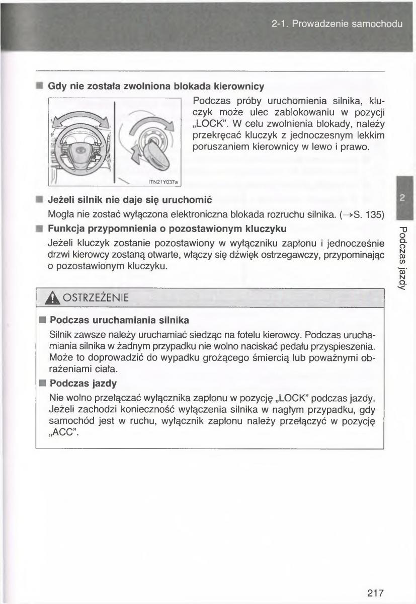 manual  Toyota Avensis III 3 instrukcja czesc1 / page 216