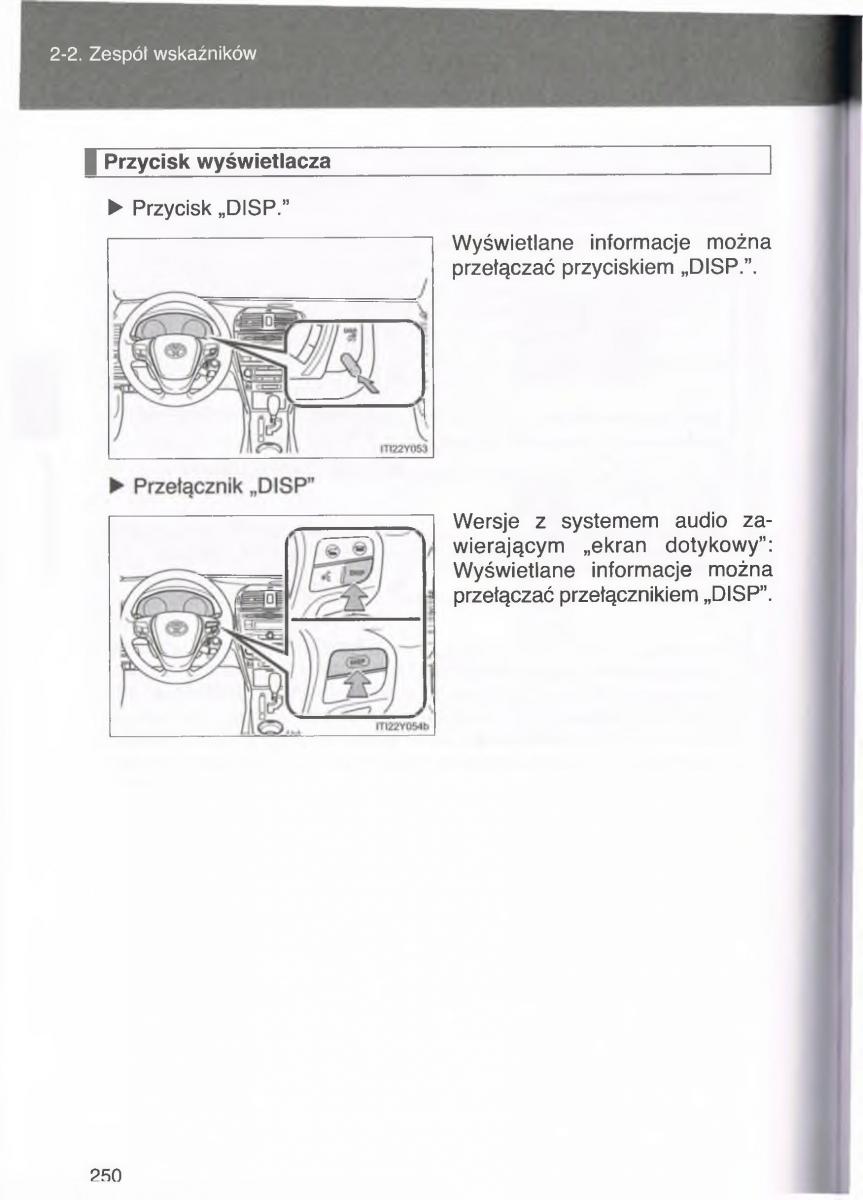 manual  Toyota Avensis III 3 instrukcja czesc1 / page 249