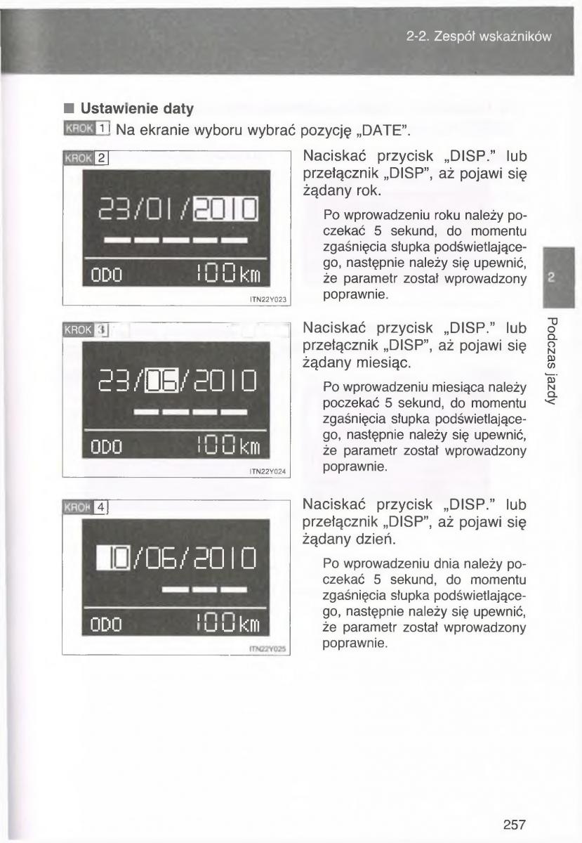 manual  Toyota Avensis III 3 instrukcja czesc1 / page 256