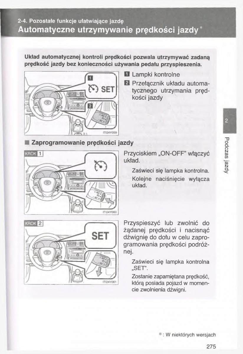 manual  Toyota Avensis III 3 instrukcja czesc1 / page 274