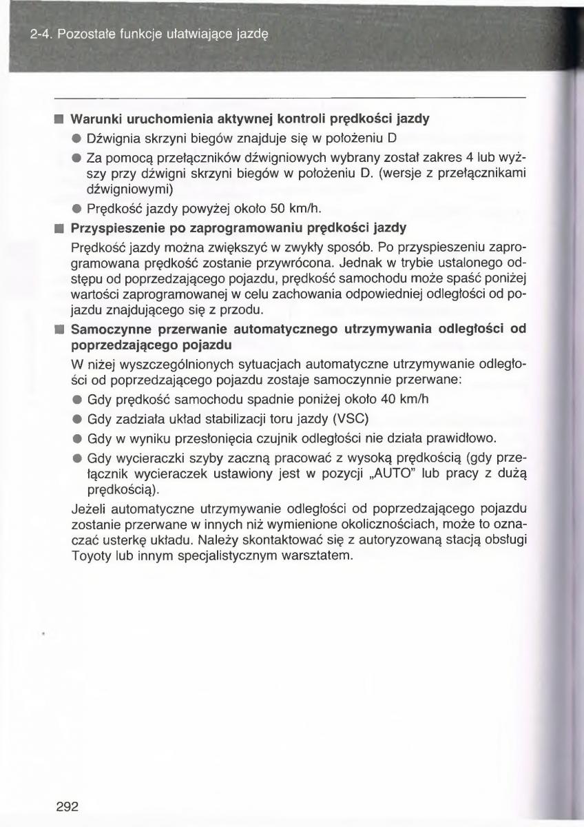 manual  Toyota Avensis III 3 instrukcja czesc1 / page 291