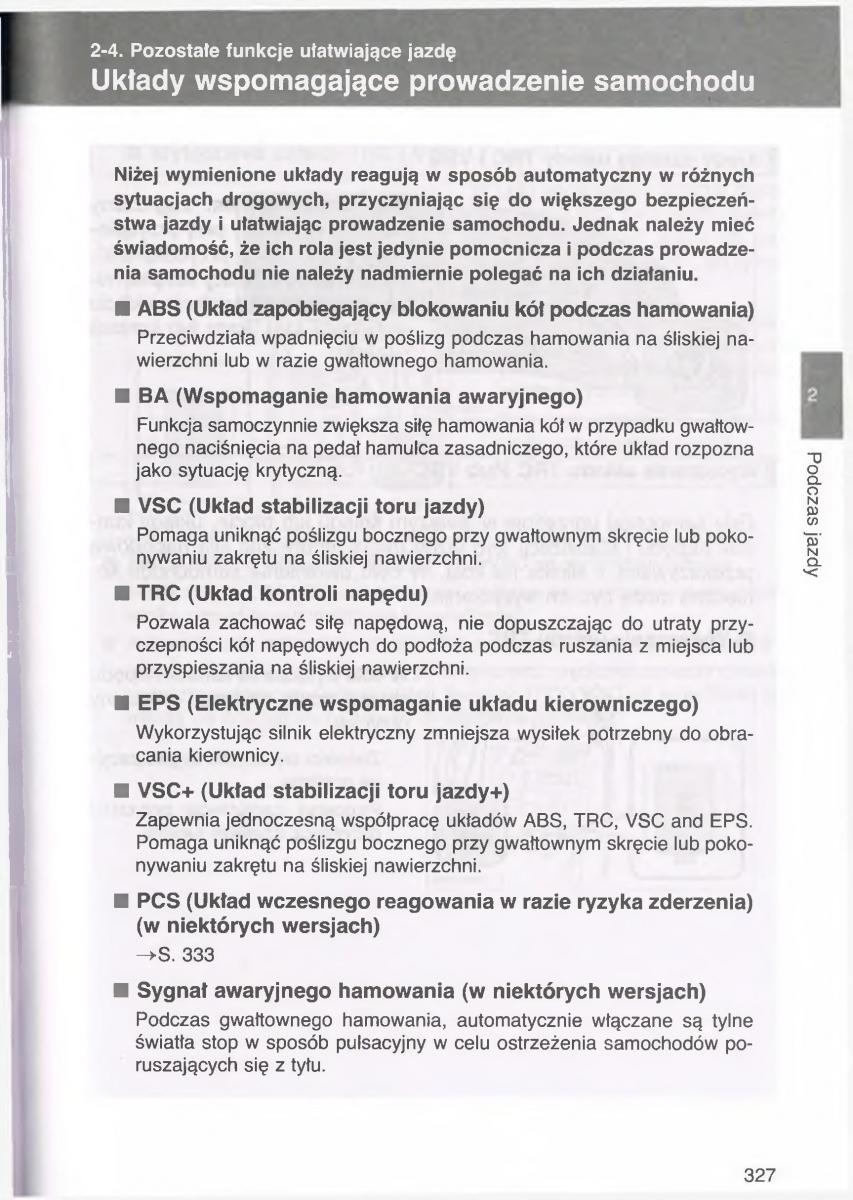 manual  Toyota Avensis III 3 instrukcja czesc1 / page 326