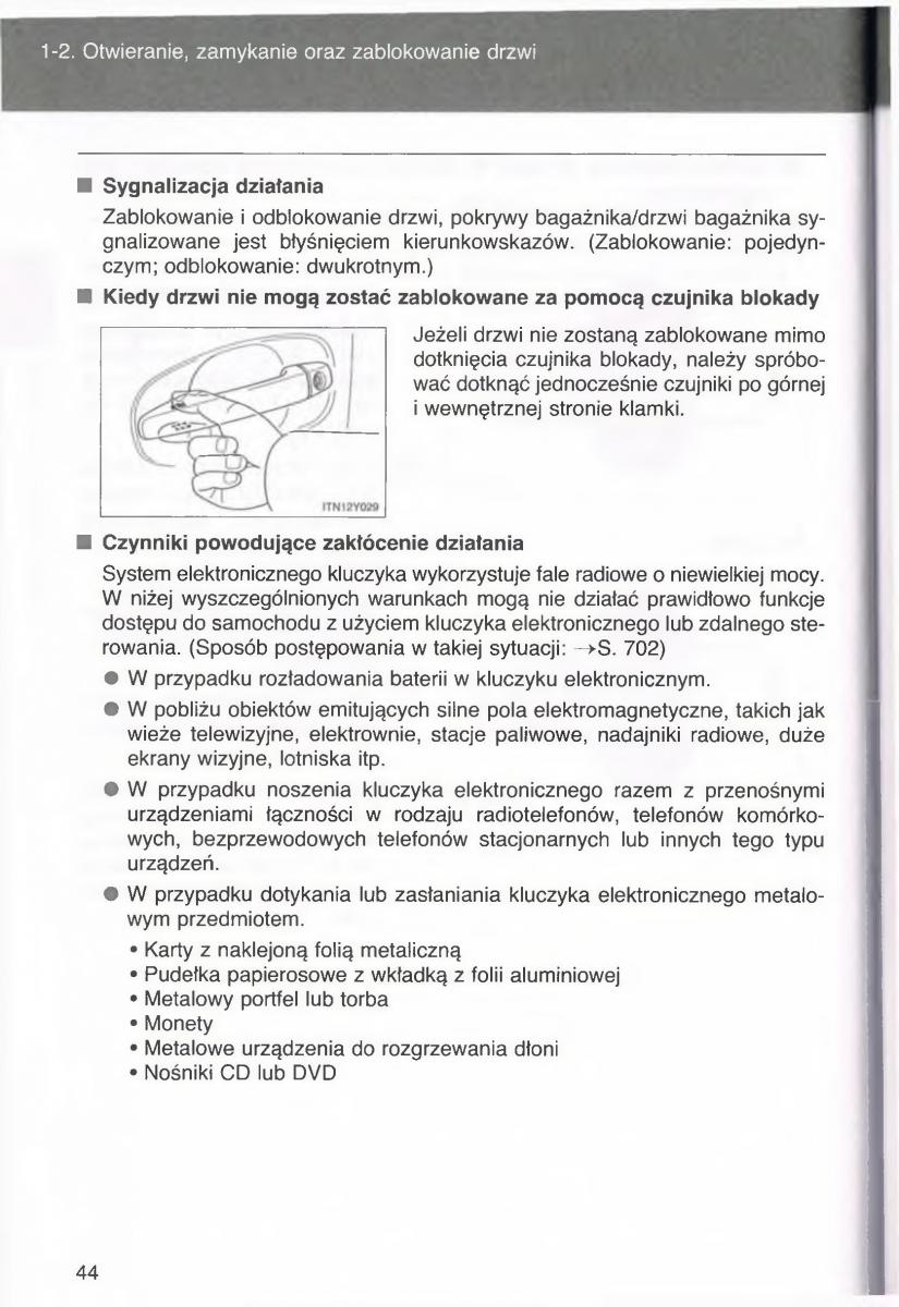 manual  Toyota Avensis III 3 instrukcja czesc1 / page 45