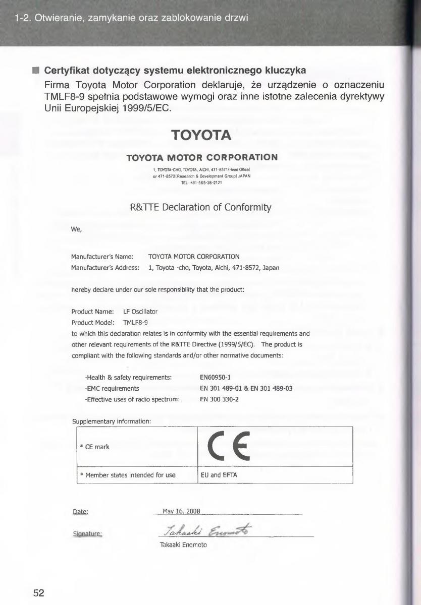 manual  Toyota Avensis III 3 instrukcja czesc1 / page 53