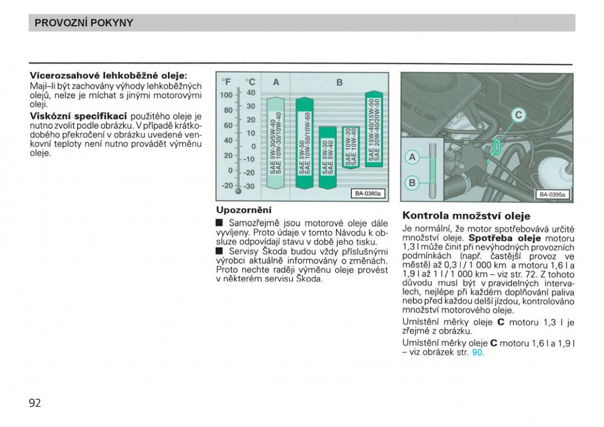 manual  Skoda Felicja navod k obsludze / page 94