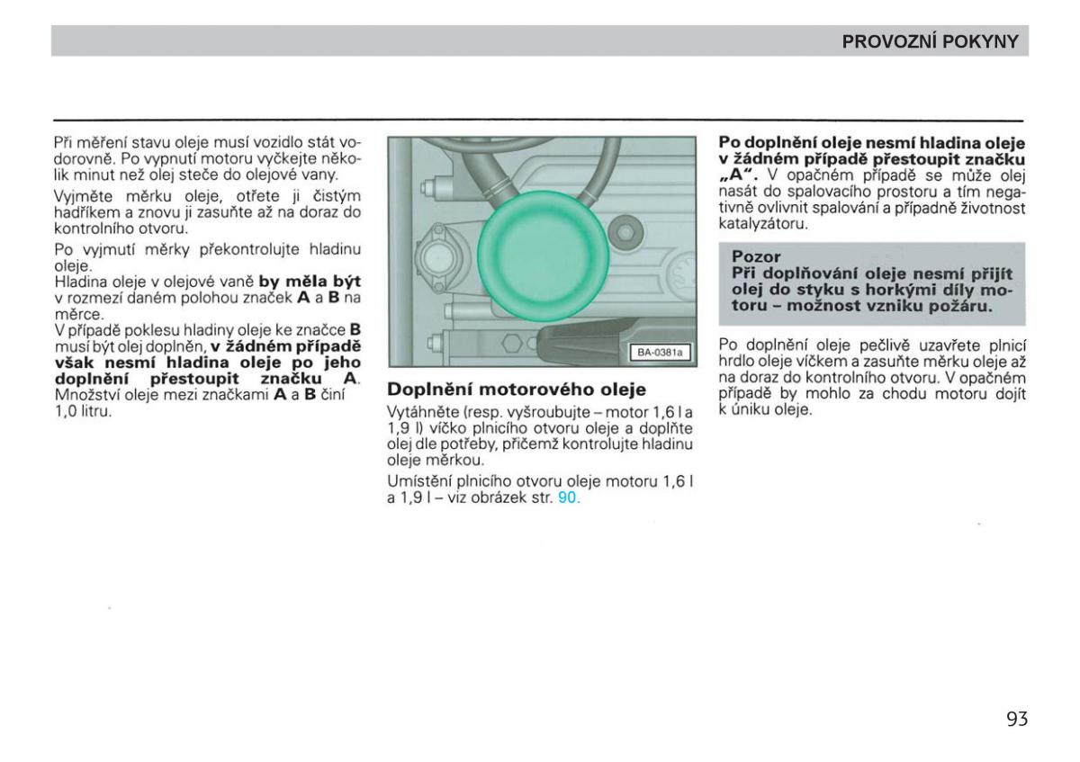 manual  Skoda Felicja navod k obsludze / page 95