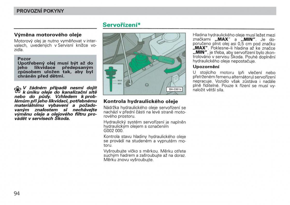 manual  Skoda Felicja navod k obsludze / page 96