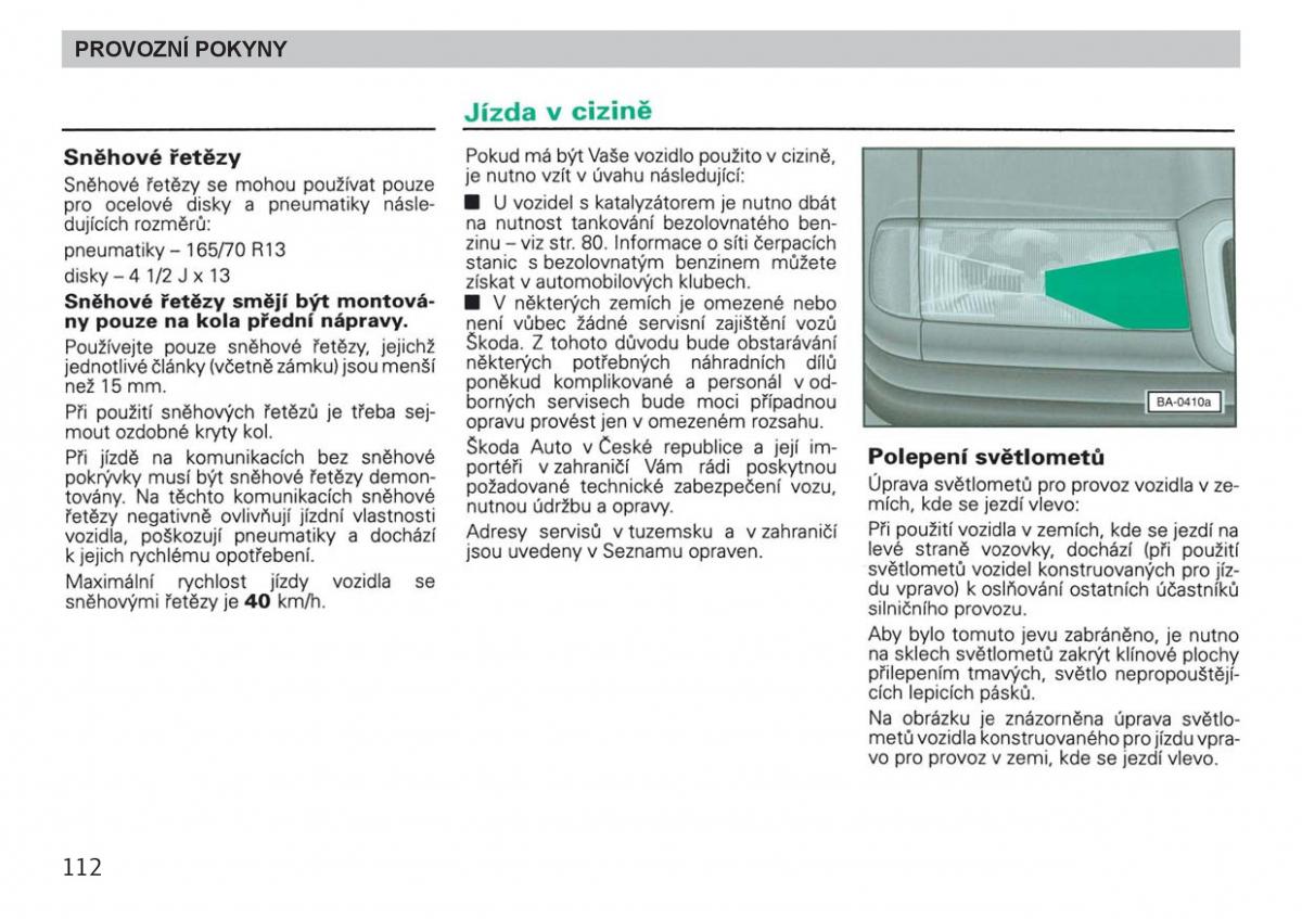 manual  Skoda Felicja navod k obsludze / page 114