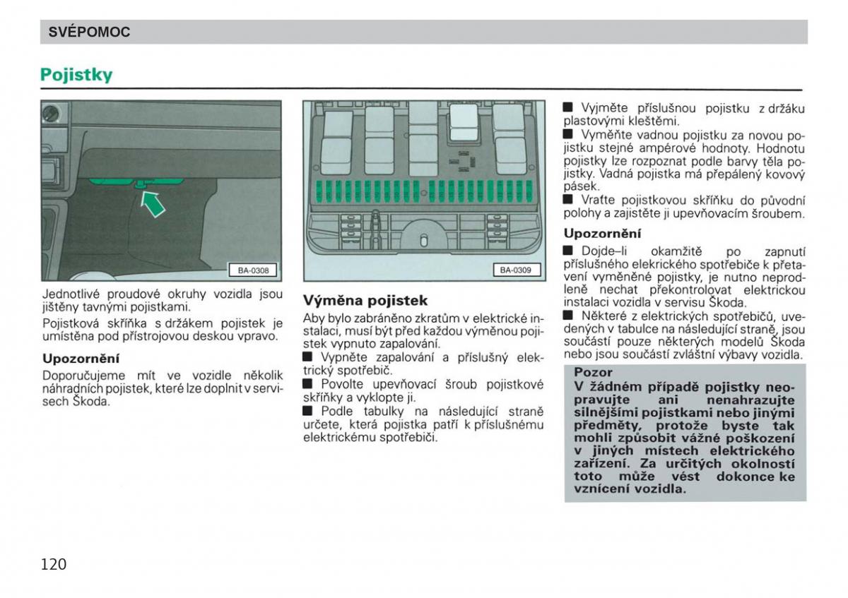 manual  Skoda Felicja navod k obsludze / page 122