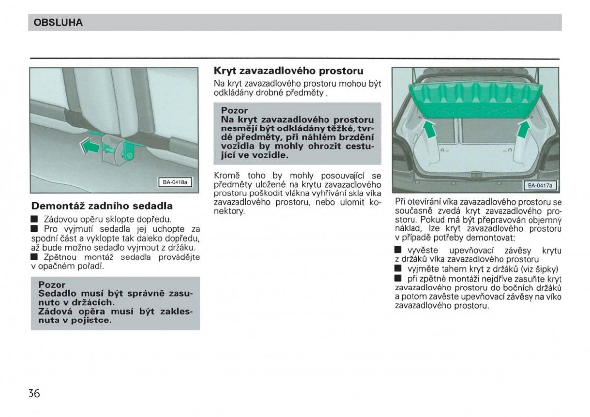 manual  Skoda Felicja navod k obsludze / page 38