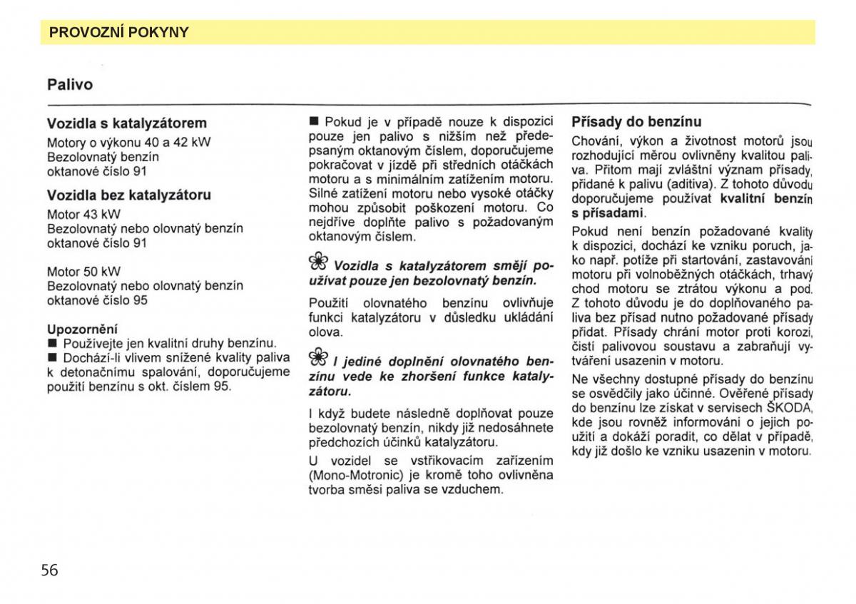 Skoda Favorit navod k obsludze / page 58