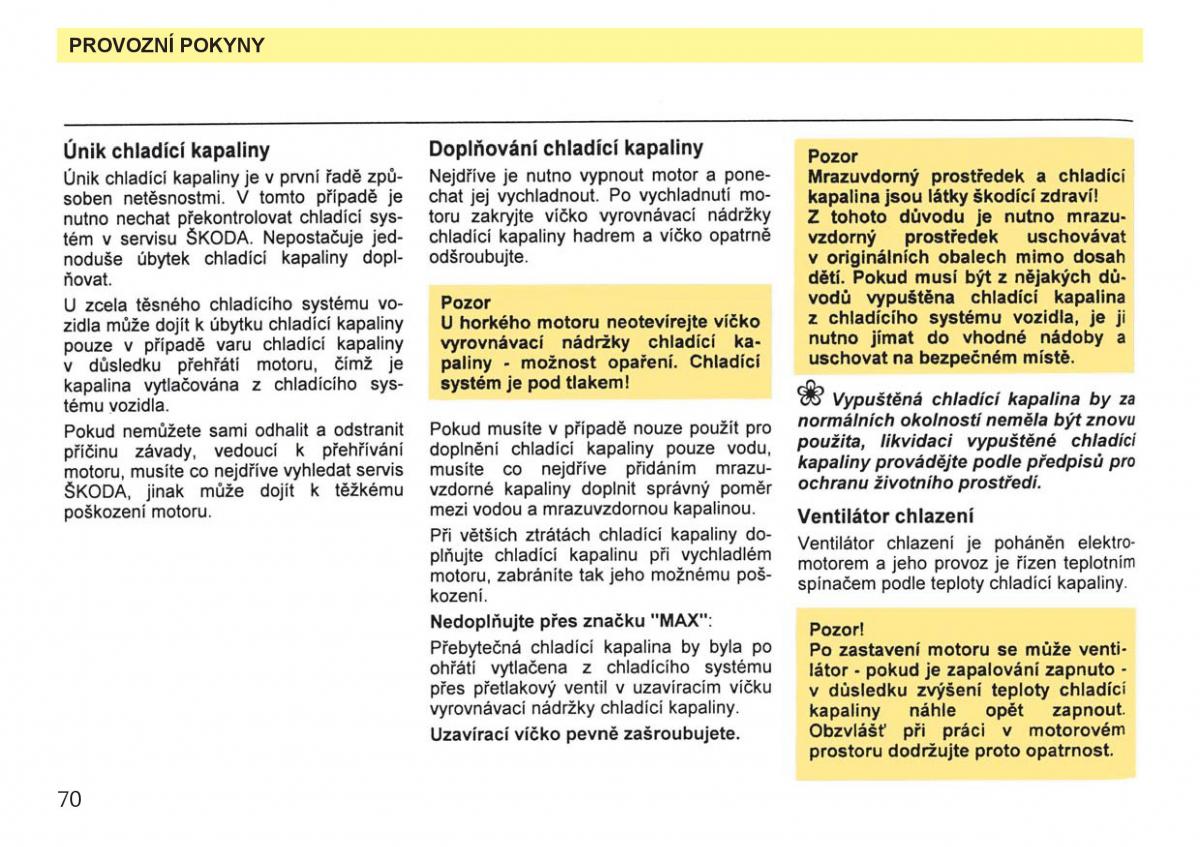 Skoda Favorit navod k obsludze / page 72