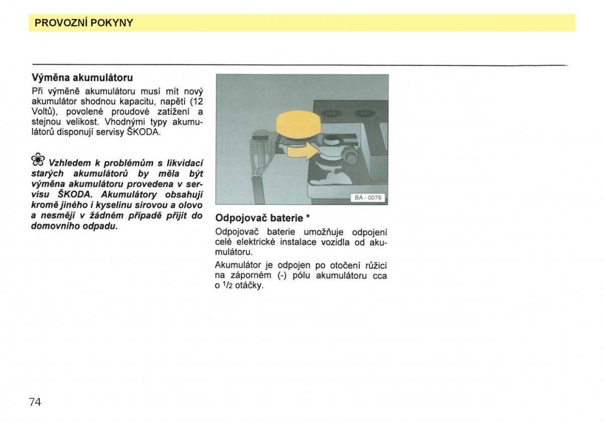 Skoda Favorit navod k obsludze / page 76