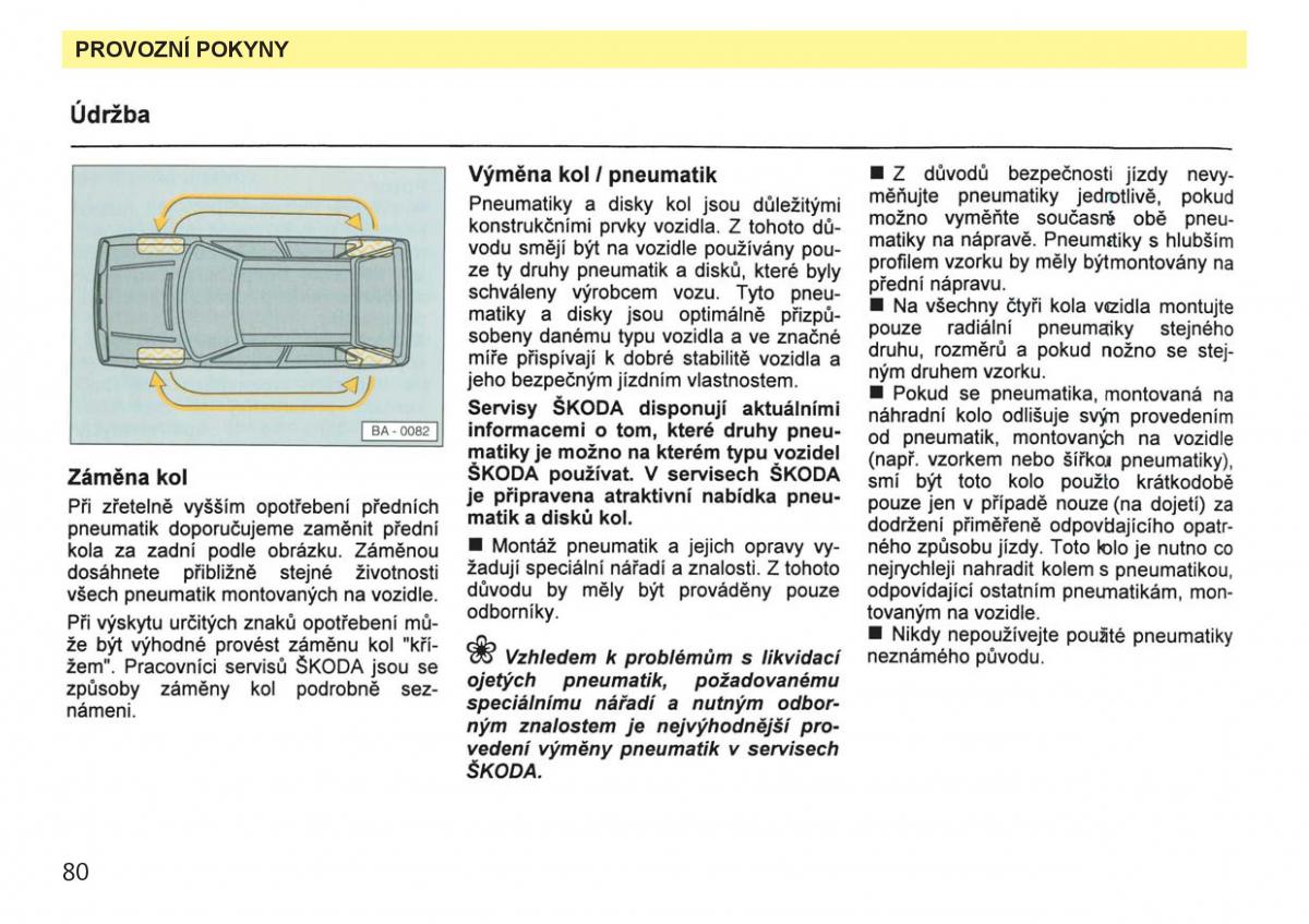 Skoda Favorit navod k obsludze / page 82