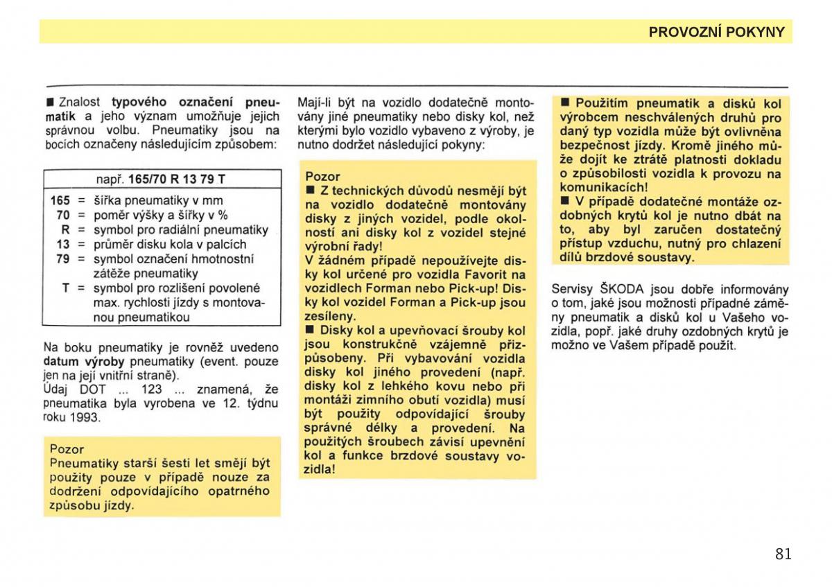 Skoda Favorit navod k obsludze / page 83