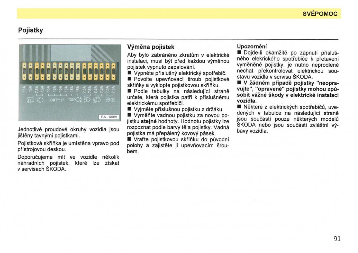 Skoda Favorit navod k obsludze / page 93