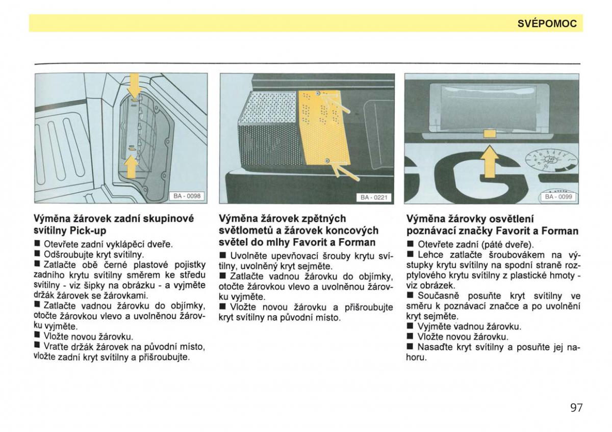 Skoda Favorit navod k obsludze / page 99