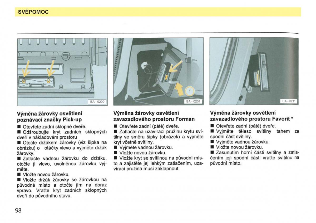 Skoda Favorit navod k obsludze / page 100