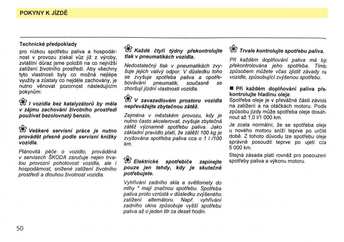 Skoda Favorit navod k obsludze / page 52