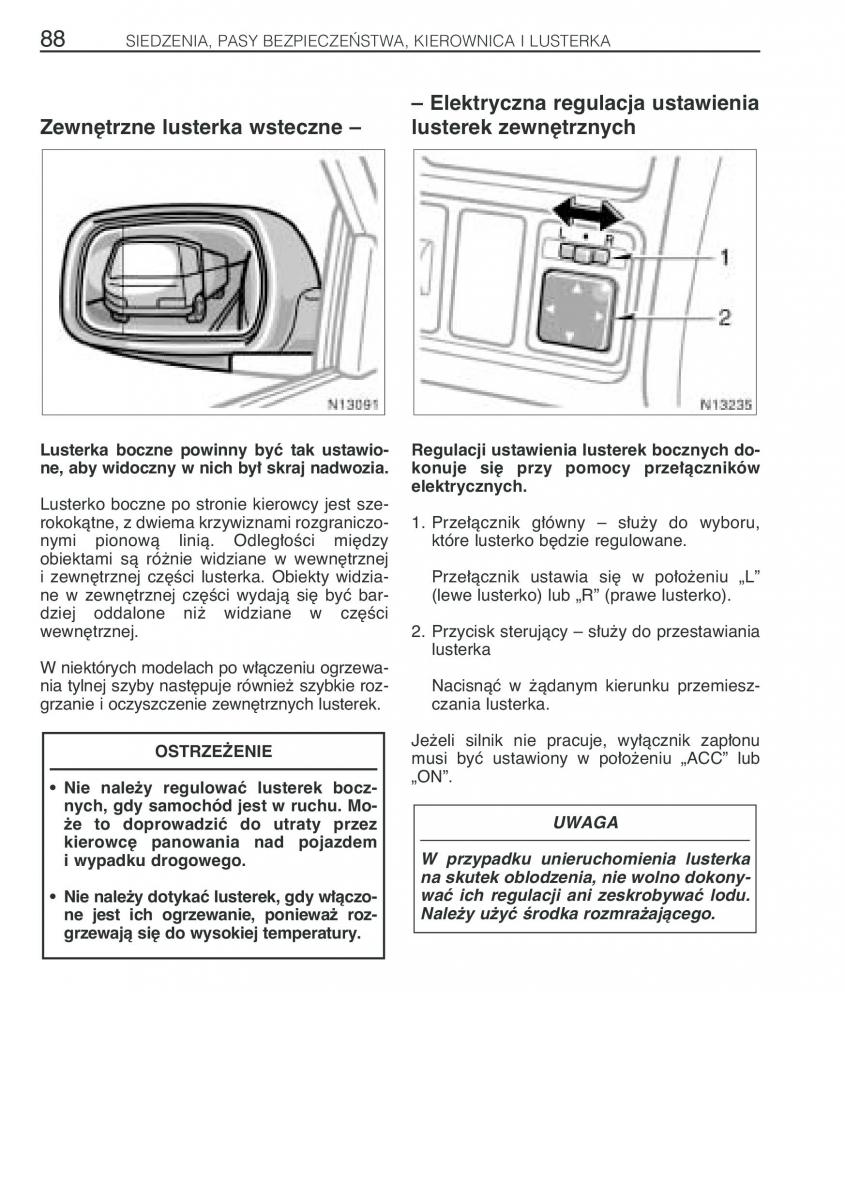 Toyota Avensis I 1 instrukcja obslugi / page 95