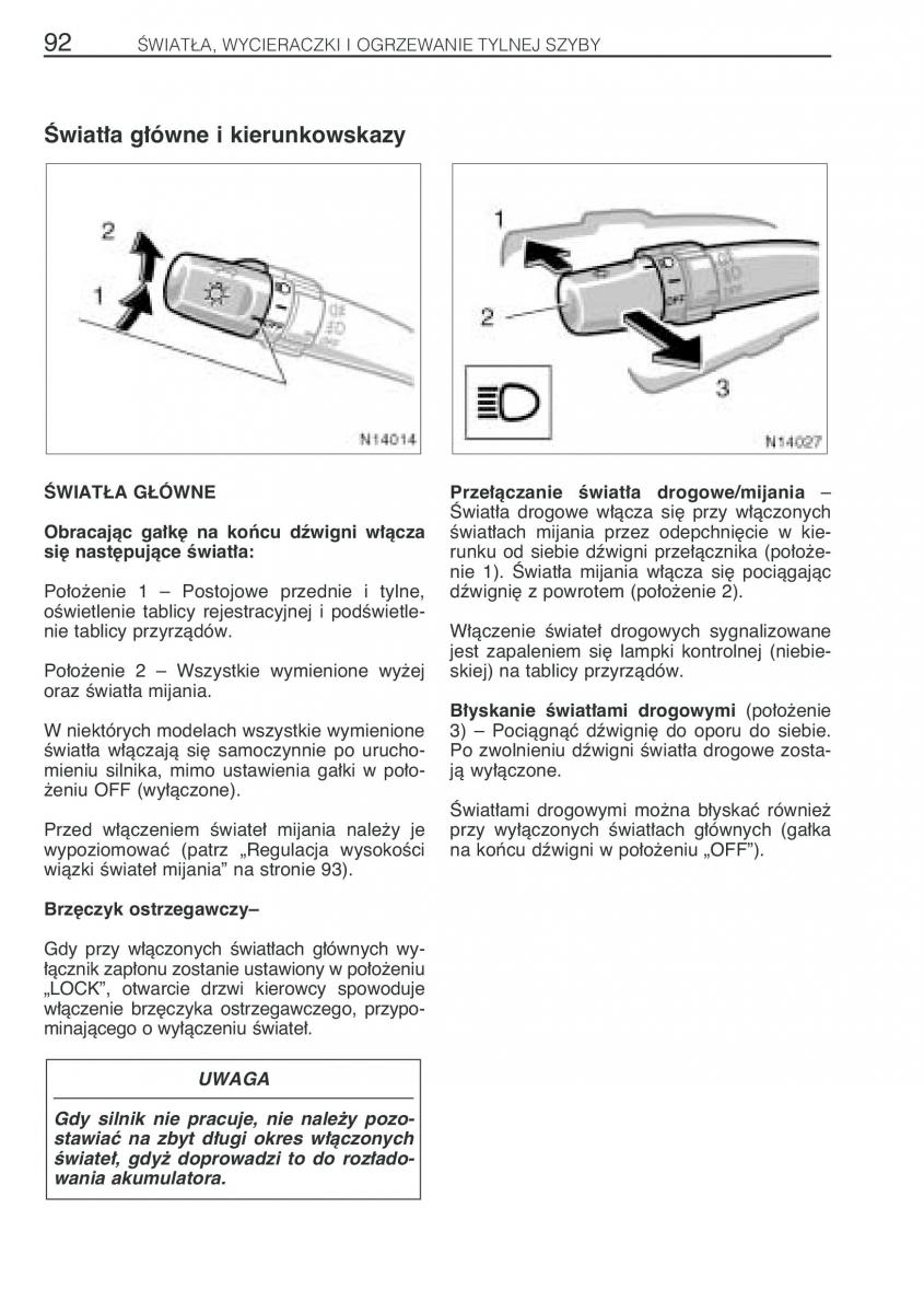 Toyota Avensis I 1 instrukcja obslugi / page 99