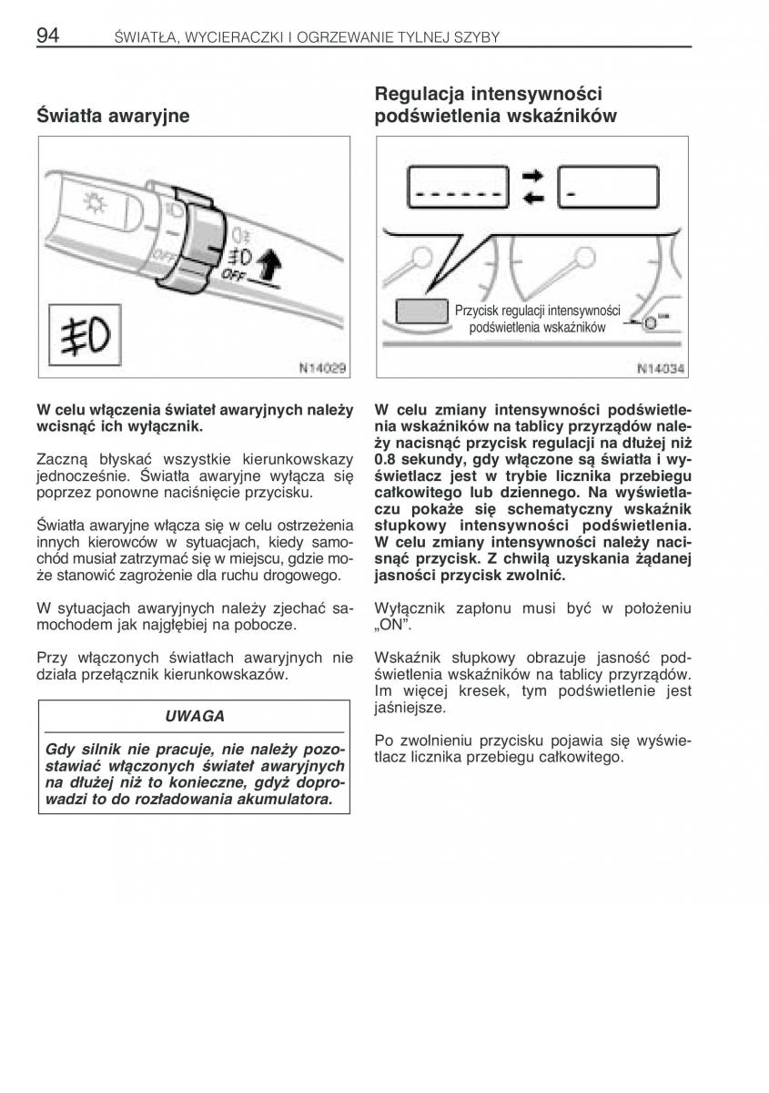 Toyota Avensis I 1 instrukcja obslugi / page 101