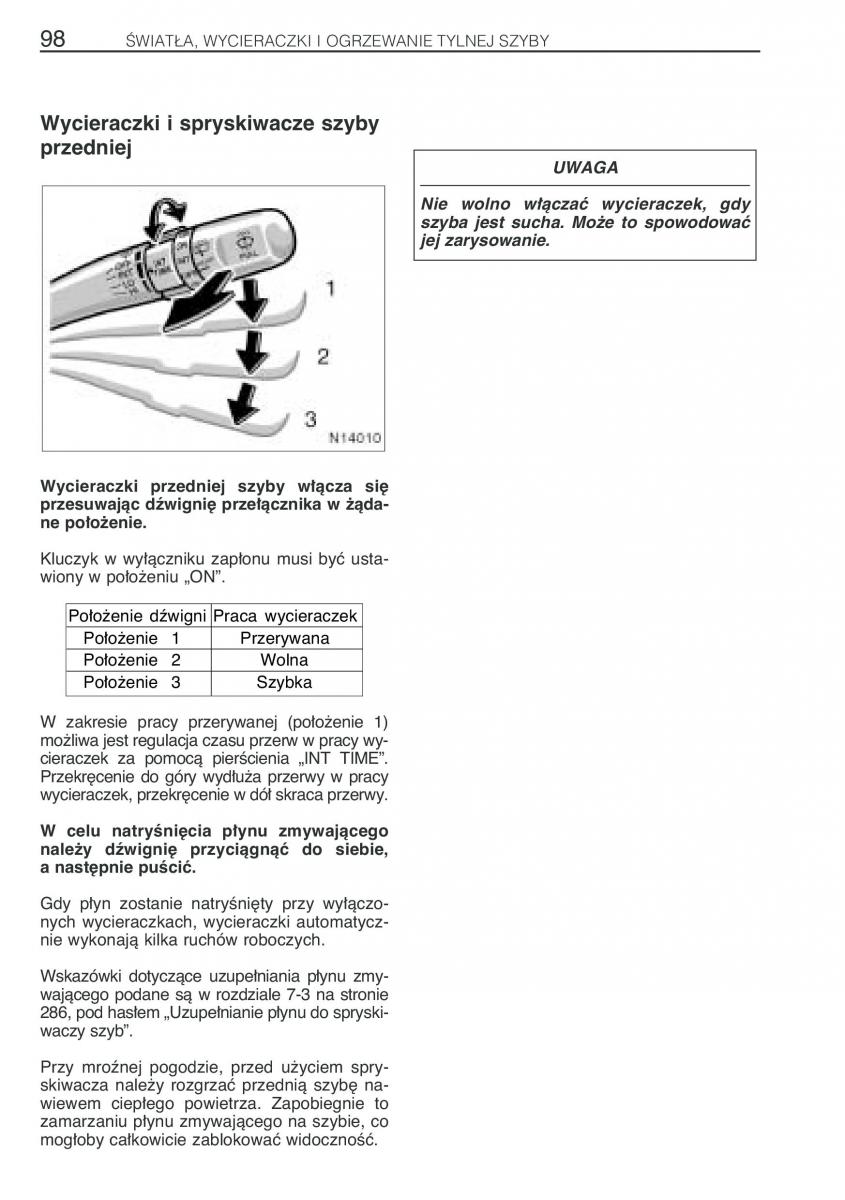 Toyota Avensis I 1 instrukcja obslugi / page 105