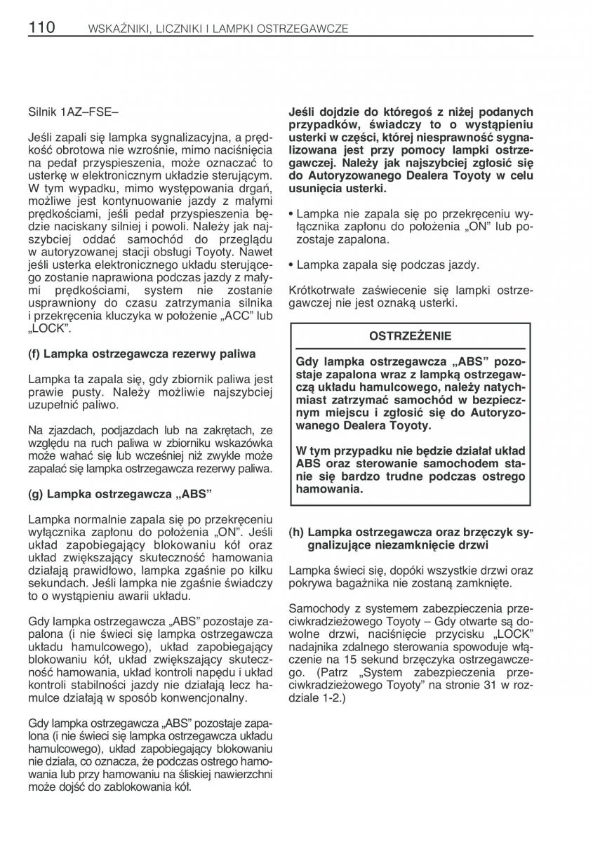 Toyota Avensis I 1 instrukcja obslugi / page 117