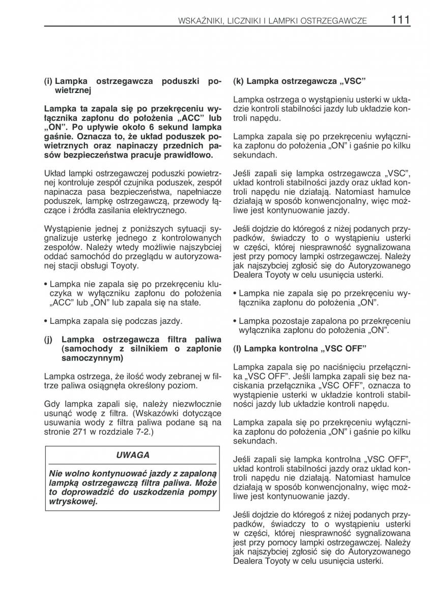 Toyota Avensis I 1 instrukcja obslugi / page 118