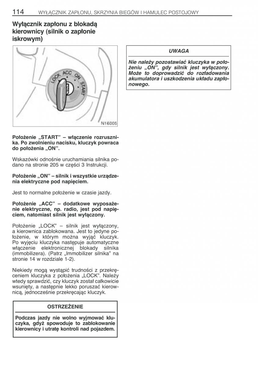 Toyota Avensis I 1 instrukcja obslugi / page 121