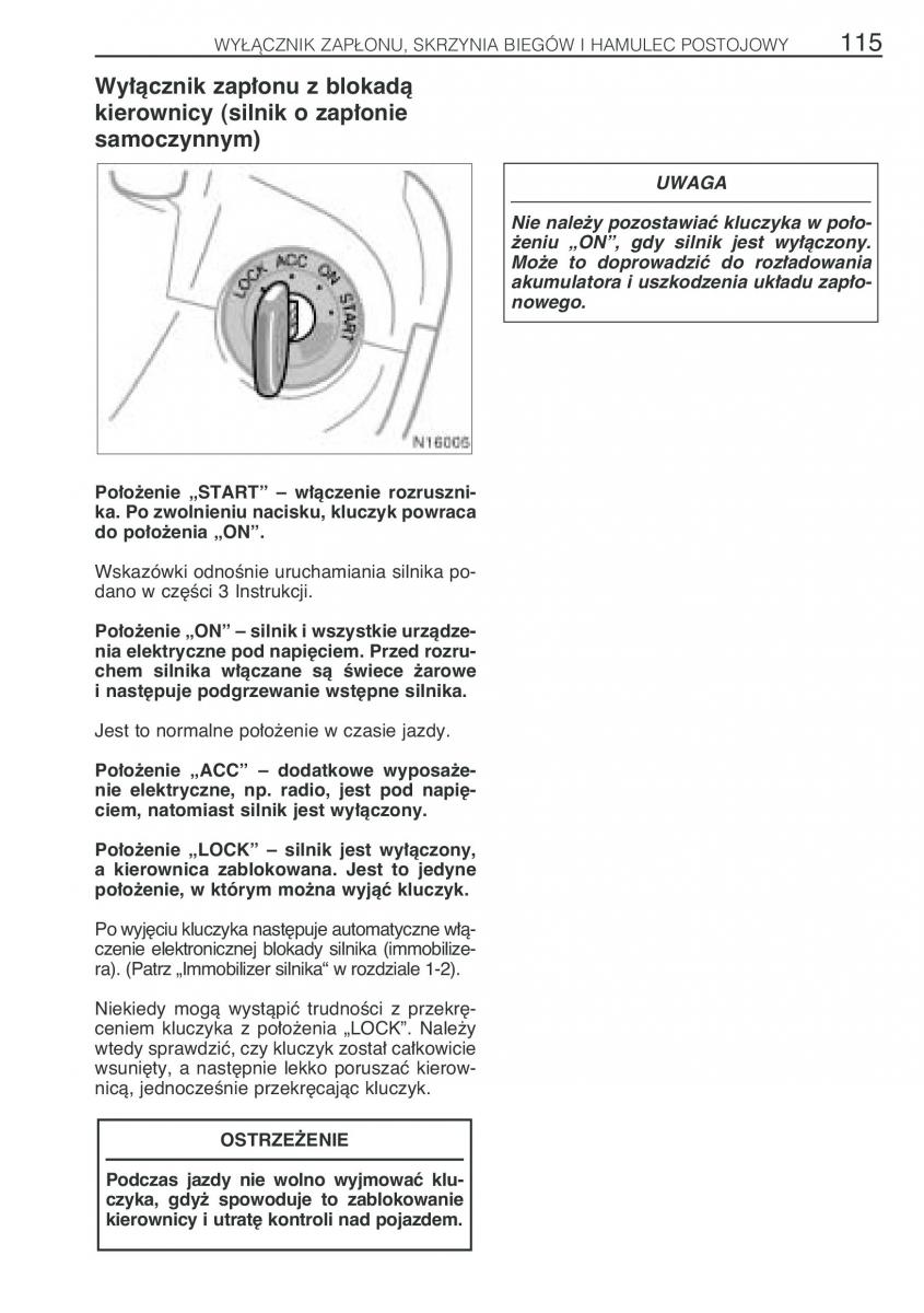 Toyota Avensis I 1 instrukcja obslugi / page 122