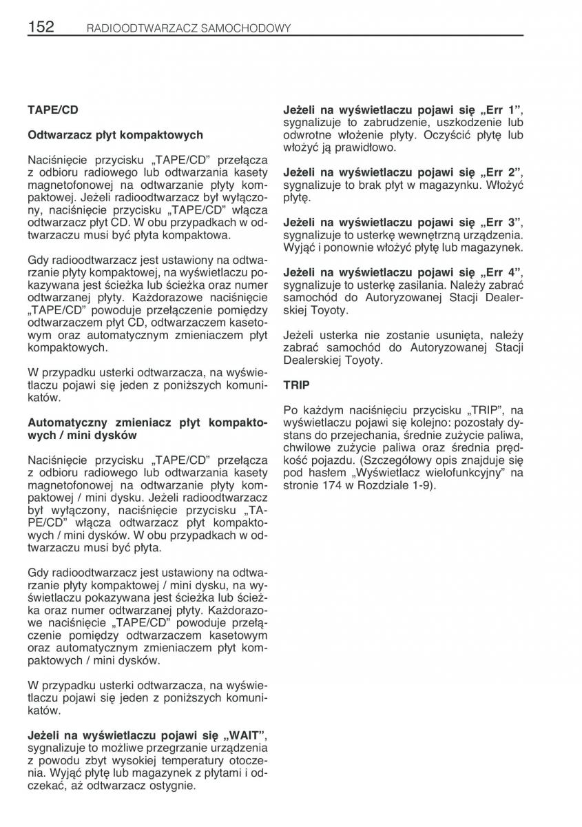 Toyota Avensis I 1 instrukcja obslugi / page 159