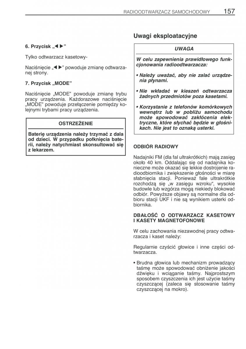 Toyota Avensis I 1 instrukcja obslugi / page 164