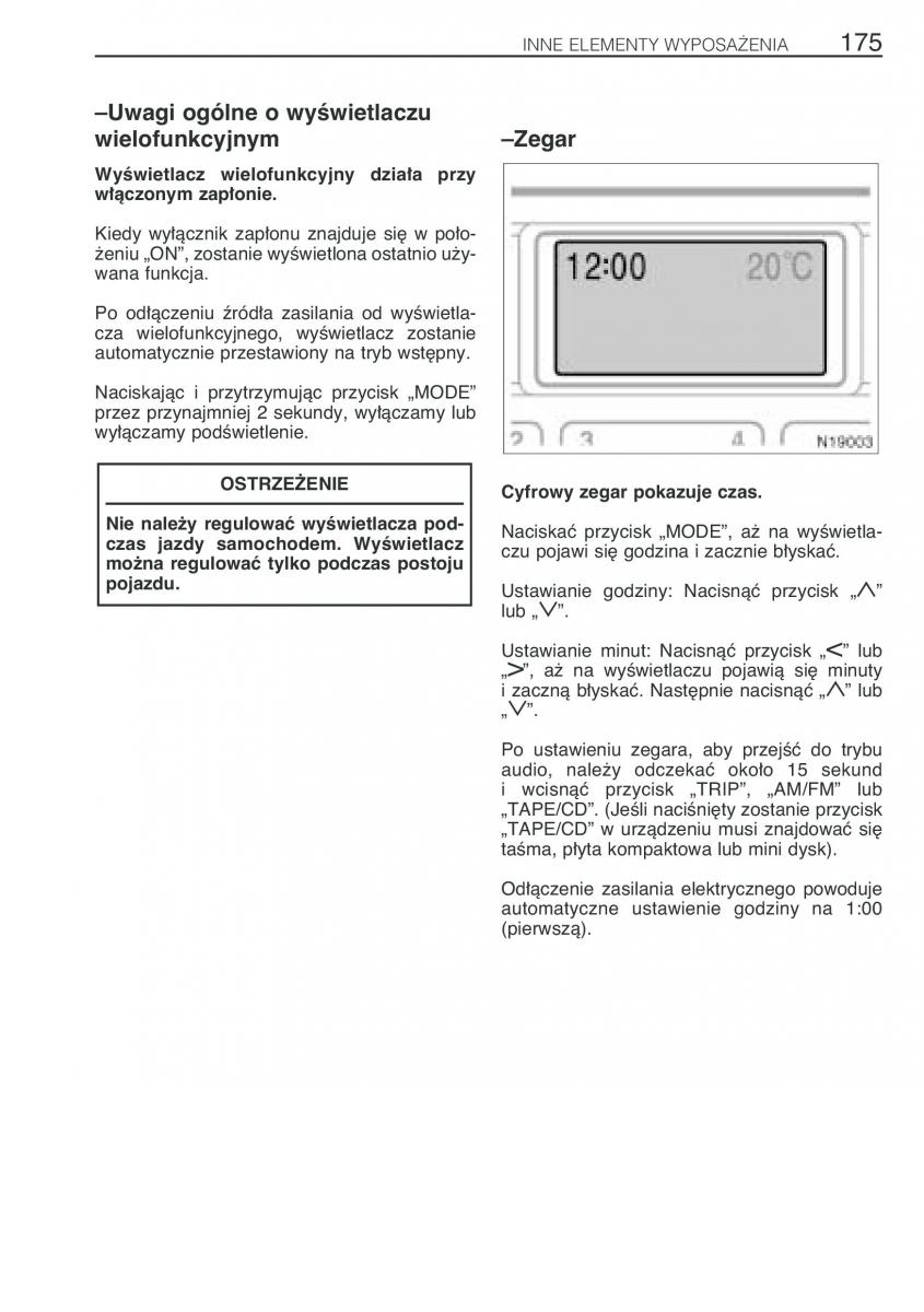 Toyota Avensis I 1 instrukcja obslugi / page 182