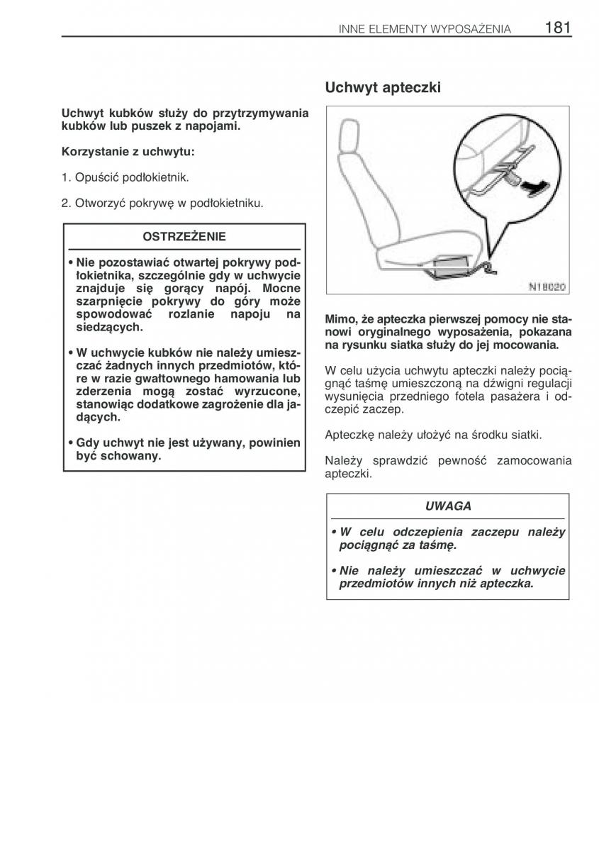 Toyota Avensis I 1 instrukcja obslugi / page 188