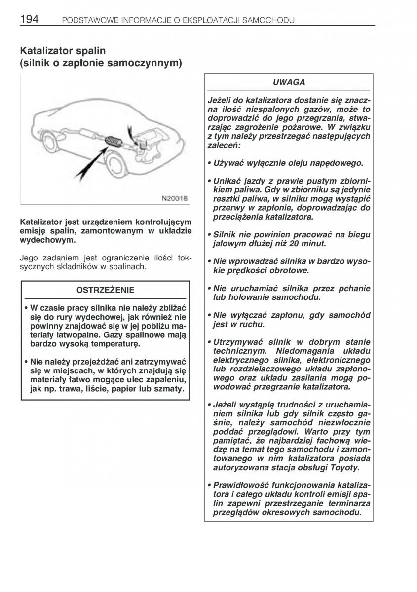 Toyota Avensis I 1 instrukcja obslugi / page 201