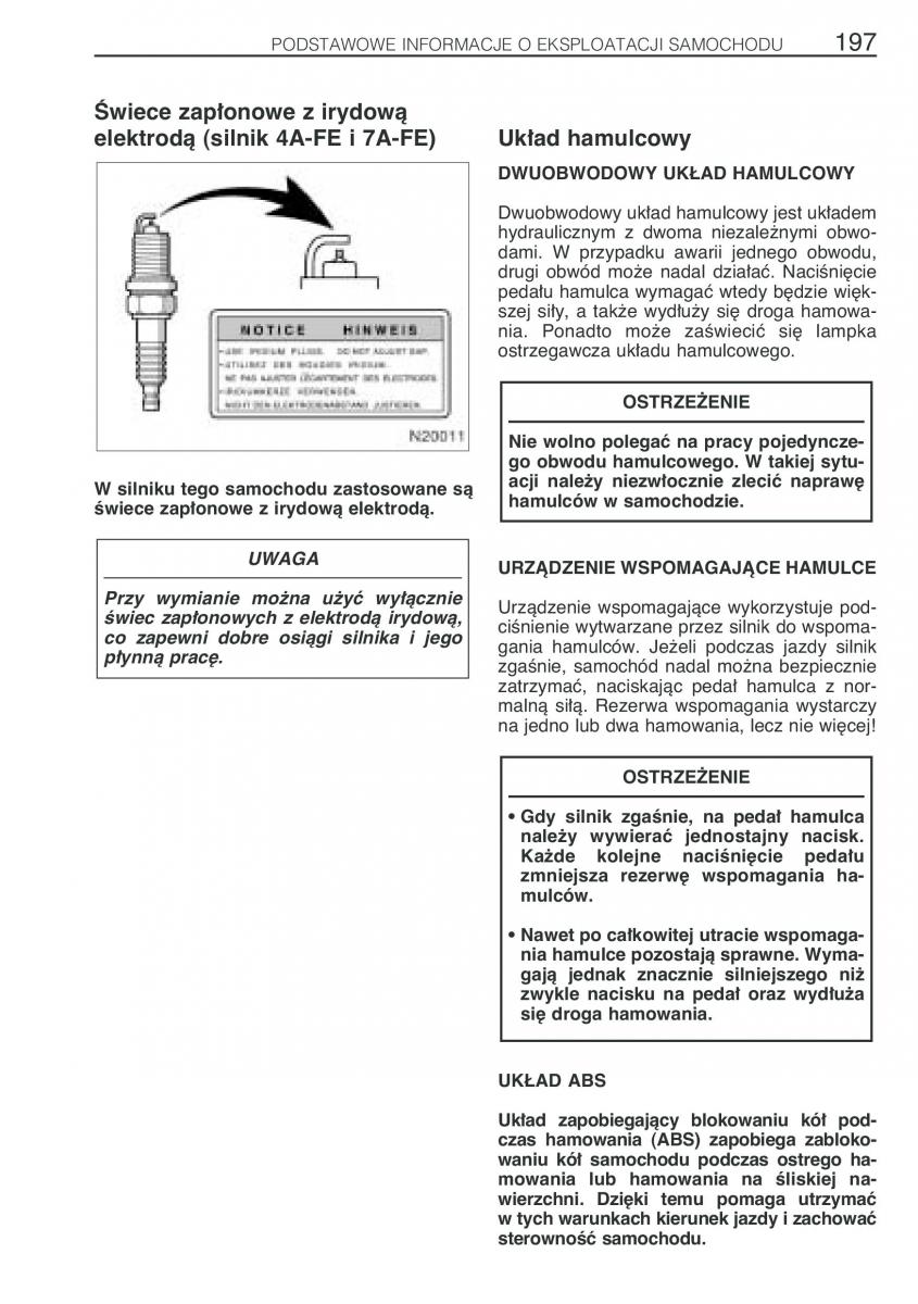 Toyota Avensis I 1 instrukcja obslugi / page 204