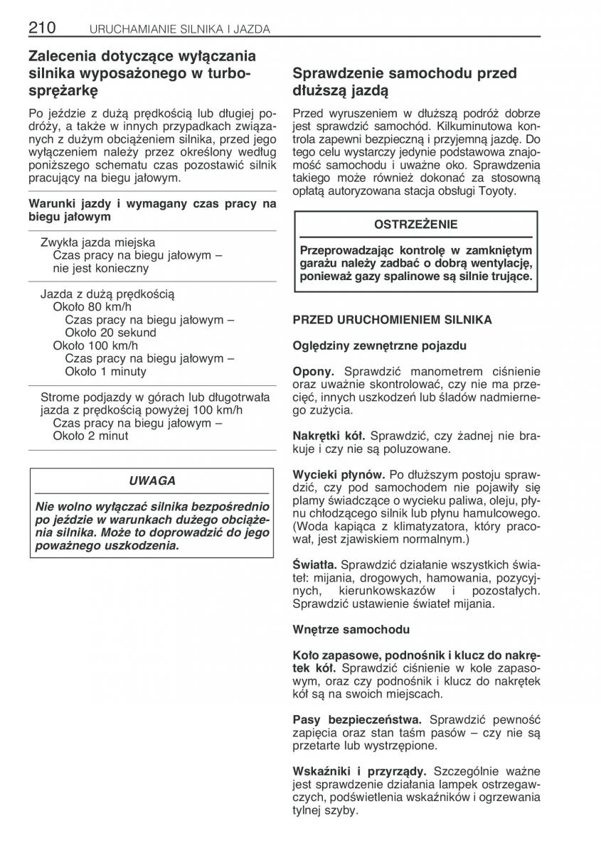 Toyota Avensis I 1 instrukcja obslugi / page 217