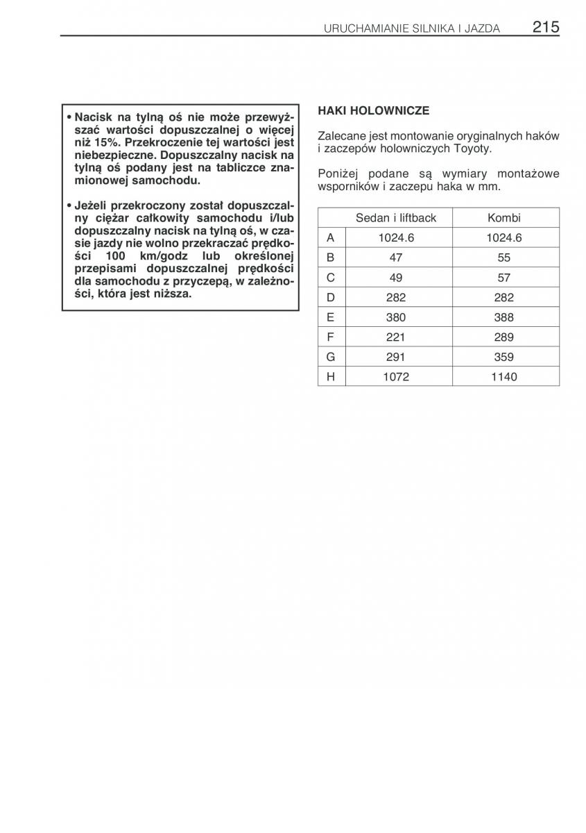 Toyota Avensis I 1 instrukcja obslugi / page 222