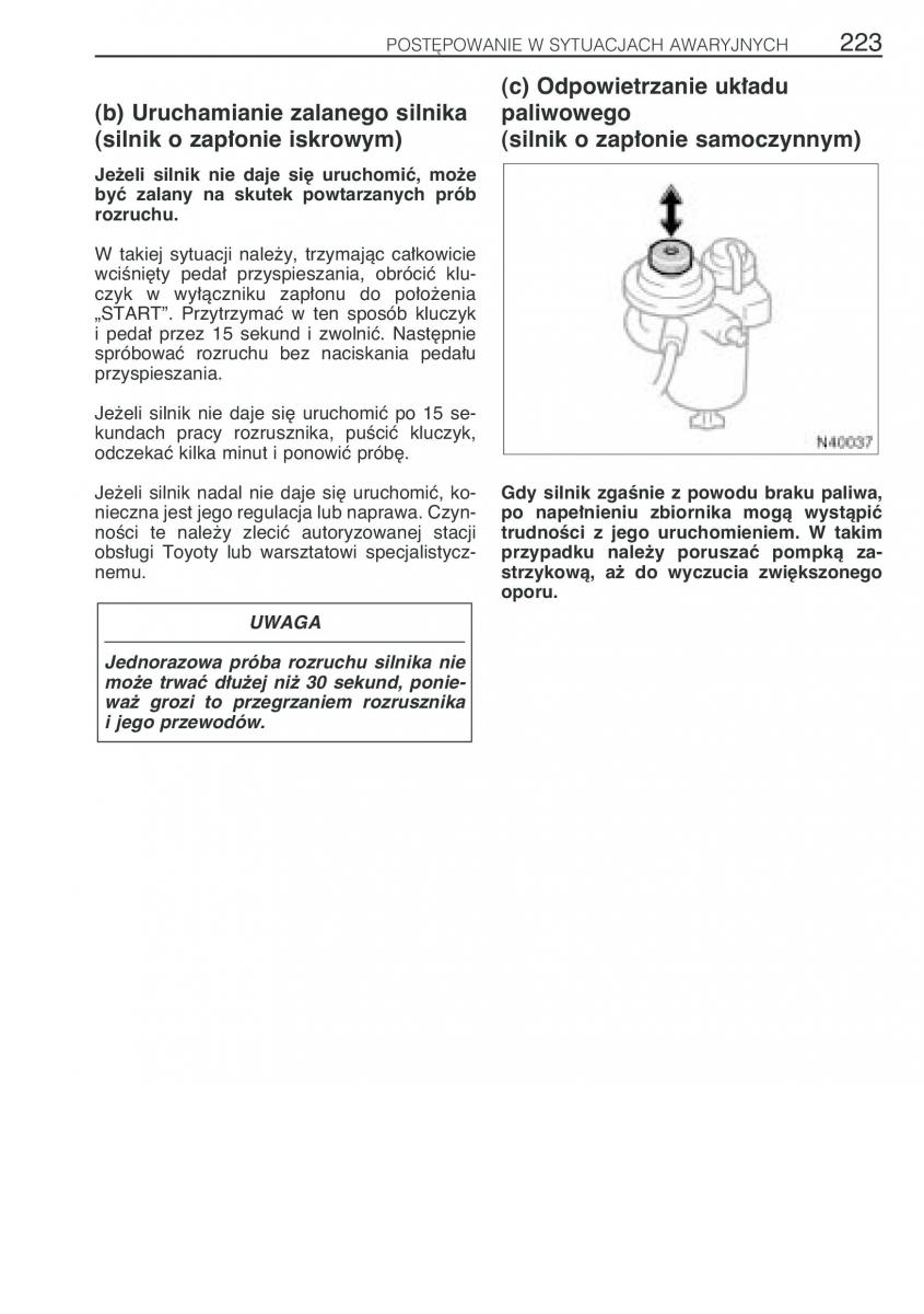 Toyota Avensis I 1 instrukcja obslugi / page 230