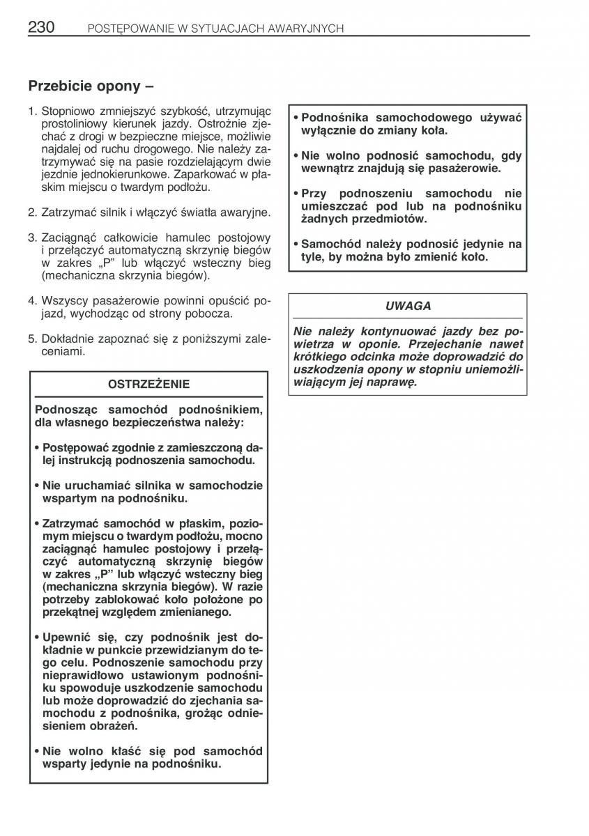 Toyota Avensis I 1 instrukcja obslugi / page 237