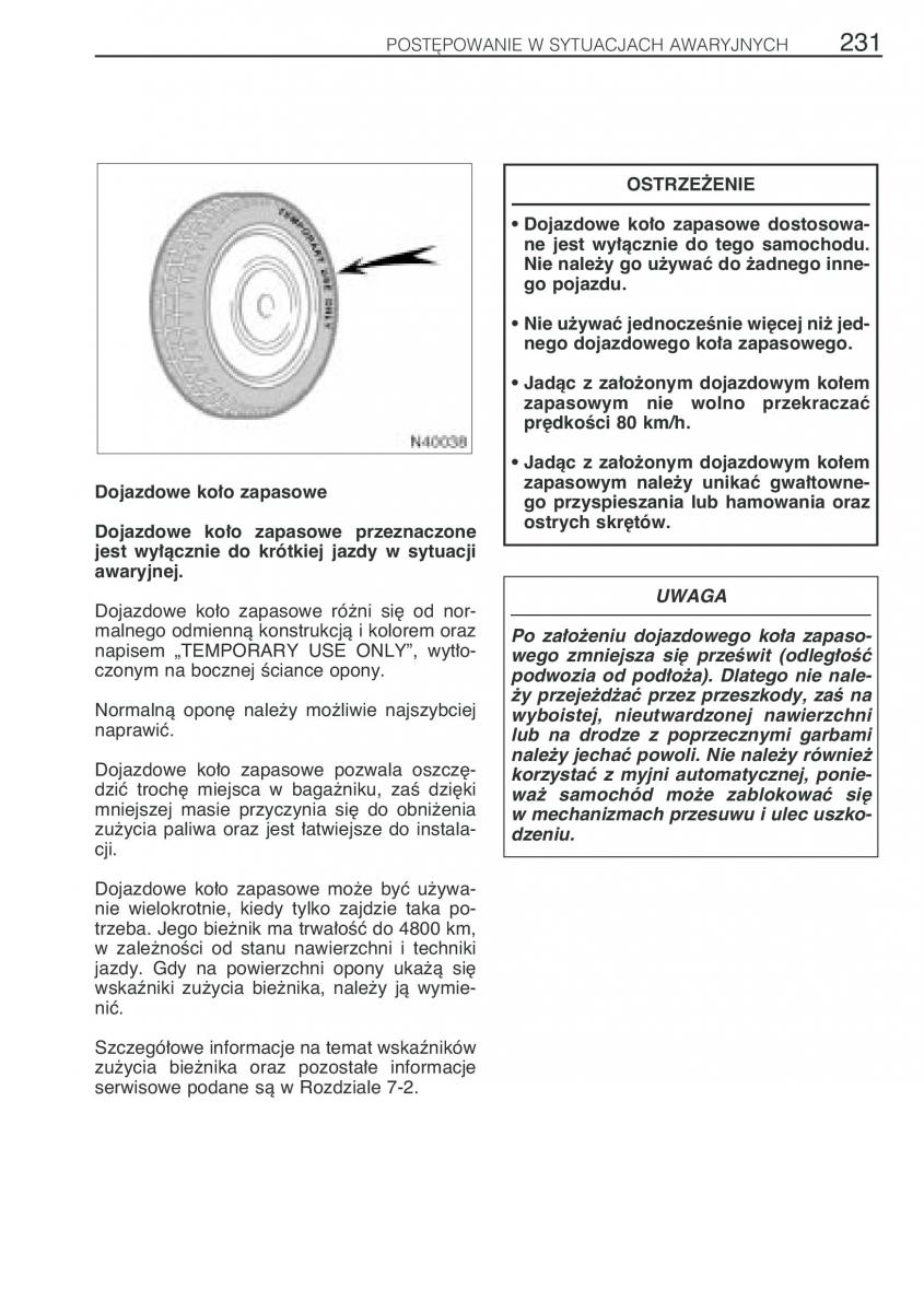 Toyota Avensis I 1 instrukcja obslugi / page 238