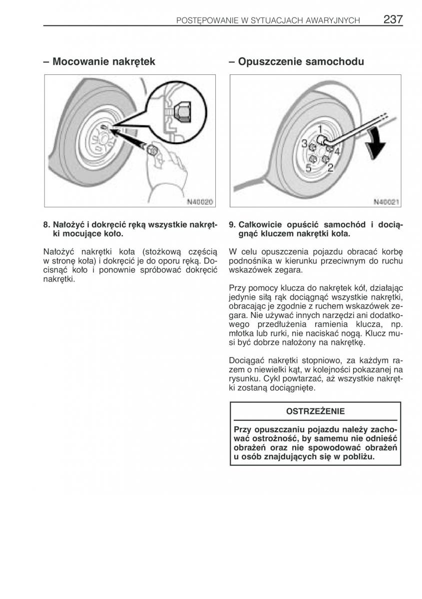 Toyota Avensis I 1 instrukcja obslugi / page 244